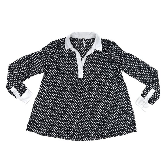 Free People Horse Print Boyfriend Blouse V-Neck Button-Down Shirt Size S - NWOT - Picture 2 of 10